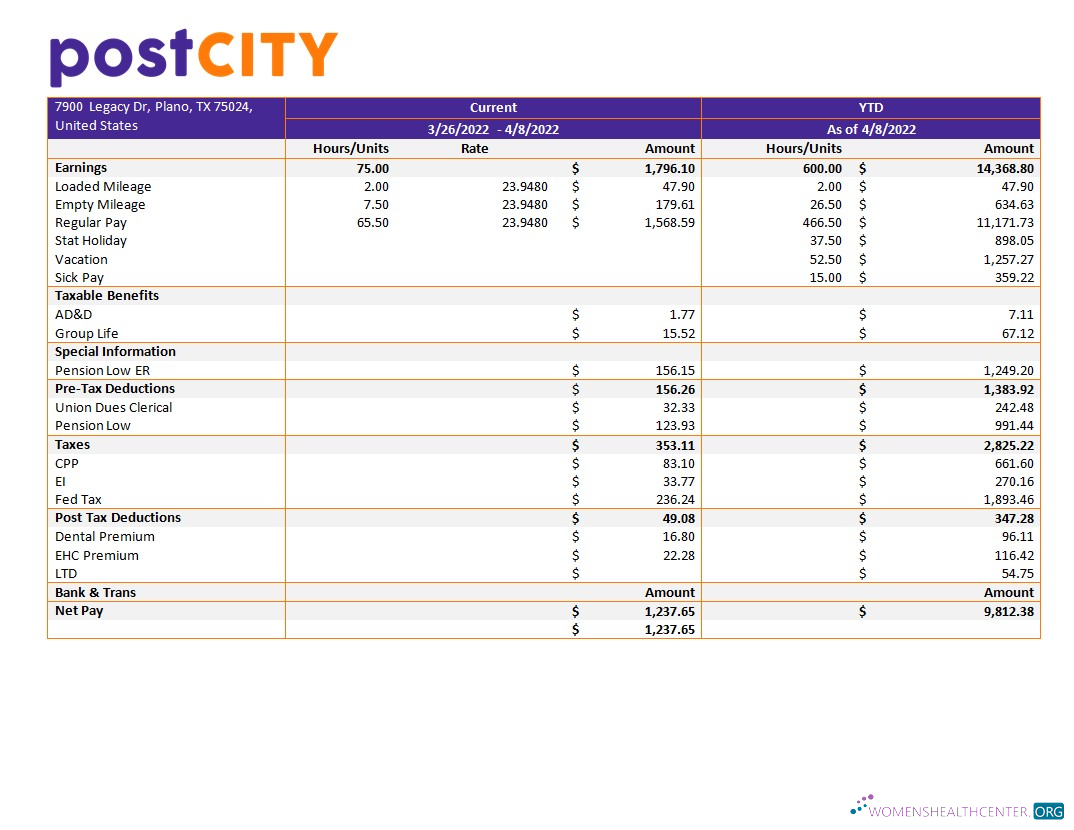 Download post city company earning statement template in Word and PDf formats Photoshop template